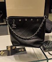 Chanel Large Bucket Bag Shiny Lambskin Black  - 4