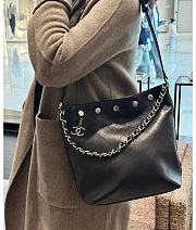 Chanel Large Bucket Bag Shiny Lambskin Black  - 6