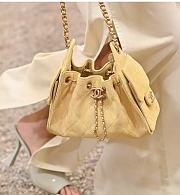 Chanel 25 Handbag Small Grained Calfskin Gold Tone Metal Light Yellow - 6