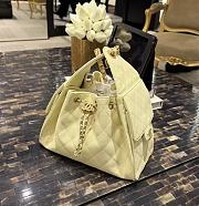 Chanel 25 Handbag Small Grained Calfskin Gold Tone Metal Light Yellow - 4