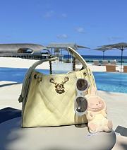 Chanel 25 Handbag Small Grained Calfskin Gold Tone Metal Light Yellow - 3