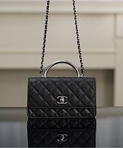 Chanel Clutch With Chain Shiny Grained Calfskin Resin Silver Tone Metal Black - 18.5x11x6cm - 1