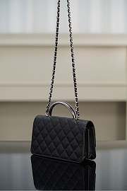 Chanel Clutch With Chain Shiny Grained Calfskin Resin Silver Tone Metal Black - 18.5x11x6cm - 6