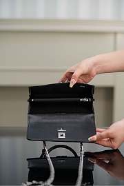 Chanel Clutch With Chain Shiny Grained Calfskin Resin Silver Tone Metal Black - 18.5x11x6cm - 5
