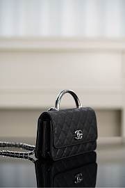 Chanel Clutch With Chain Shiny Grained Calfskin Resin Silver Tone Metal Black - 18.5x11x6cm - 4