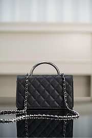 Chanel Clutch With Chain Shiny Grained Calfskin Resin Silver Tone Metal Black - 18.5x11x6cm - 3