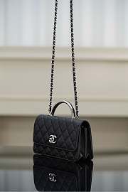 Chanel Clutch With Chain Shiny Grained Calfskin Resin Silver Tone Metal Black - 18.5x11x6cm - 2