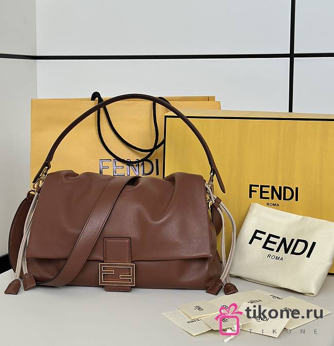 Fendi Mamma Baguette Large Brown Nappa Leather Bag - 32x11x21cm - 1
