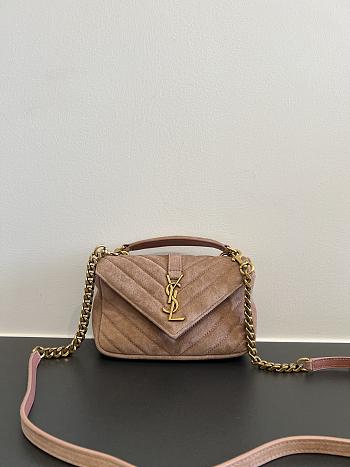 YSL College Mini Suede Crossbody Bag in Pink - 20x14x4.5cm