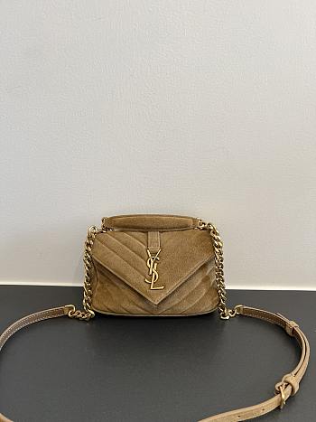 YSL College Mini Suede Crossbody Bag in Gold - 20x14x4.5cm