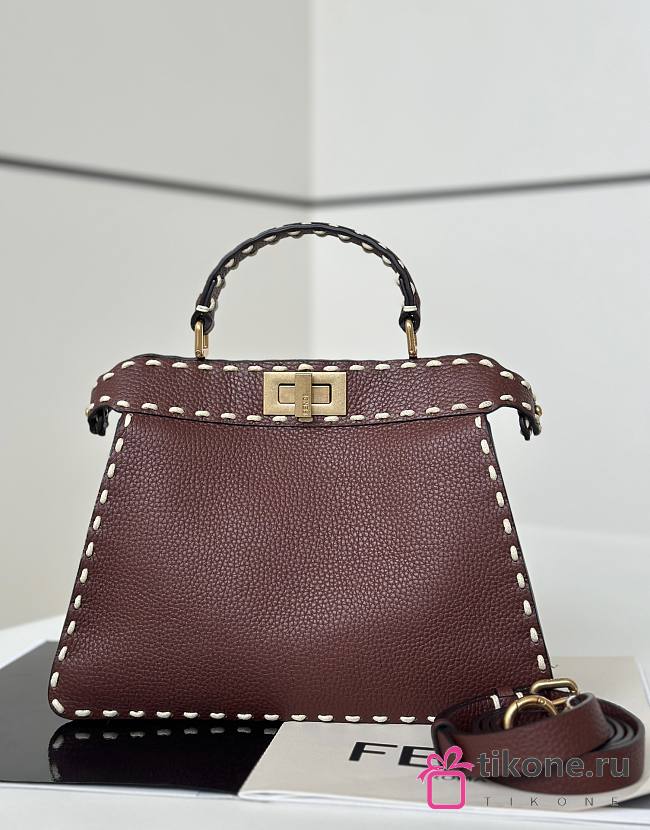 Fendi Peekaboo ISeeU Small Multicolour Sage Selleria Bag Brown - 27x21x11cm - 1