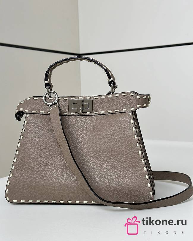Fendi Peekaboo ISeeU Small Multicolour Sage Selleria Bag Dove Gray - 27x21x11cm - 1