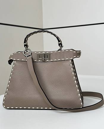 Fendi Peekaboo ISeeU Small Multicolour Sage Selleria Bag Dove Gray - 27x21x11cm