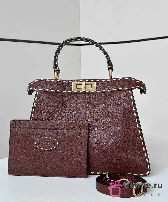 Fendi Peekaboo ISeeU Meidum Multicolour Sage Selleria Bag Brown - 33×12×25cm - 1