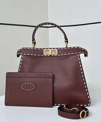 Fendi Peekaboo ISeeU Meidum Multicolour Sage Selleria Bag Brown - 33×12×25cm
