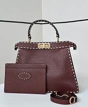 Fendi Peekaboo ISeeU Meidum Multicolour Sage Selleria Bag Brown - 33×12×25cm - 5