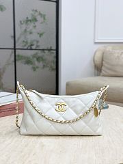 Chanel Hobo Handbag Calfskin Gold Tone Metal White - 17x26x8.5cm - 1