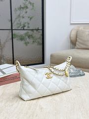 Chanel Hobo Handbag Calfskin Gold Tone Metal White - 17x26x8.5cm - 3
