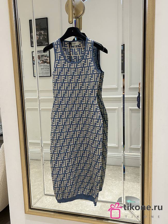 Fendi Dress Blue FF Cotton Dress  - 1