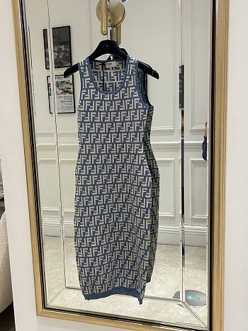 Fendi Dress Blue FF Cotton Dress 