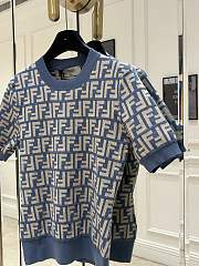Fendi Sweater Blue FF Cotton Jumper  - 3