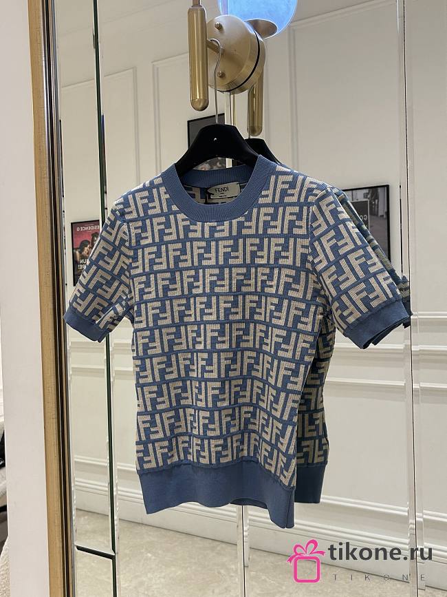 Fendi Sweater Blue FF Cotton Jumper  - 1