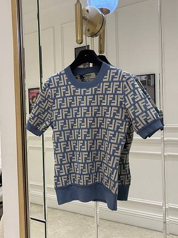 Fendi Sweater Blue FF Cotton Jumper 