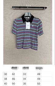 Celine Cropped Polo In Striped Cotton Denim/Black/Off White - 2