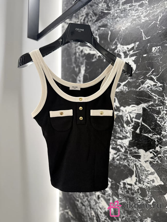 Celine Cropped Tank Top In Cotton Jersey - 1