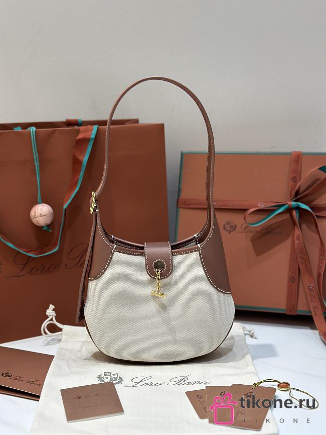 Loro Piana Small Bobbin Bag Cotton Linen Natural Caramel - 19x6x16cm - 1