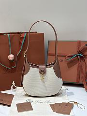 Loro Piana Small Bobbin Bag Cotton Linen Natural Caramel - 19x6x16cm - 6
