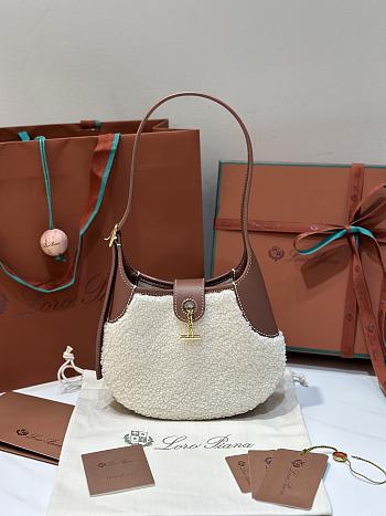 Loro Piana Small Bobbin Bag Silk Cashmere Natural Caramel - 19x6x16cm