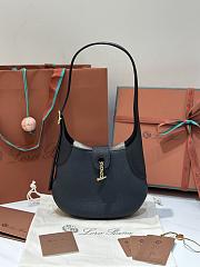 Loro Piana Small Bobbin Bag Calfskin Navy Blue Black - 19x6x16cm - 4