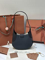 Loro Piana Small Bobbin Bag Calfskin Navy Blue Black - 19x6x16cm - 2