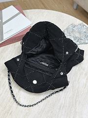 Chanel 22 Small Handbag Suede Calfskin Studs & Silver Tone Metal Black - 37x35x7cm - 6