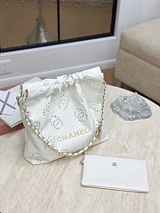 Chanel 22 Handbag Shiny Calfskin & Gold Tone Metal White - 42x36x8cm - 3