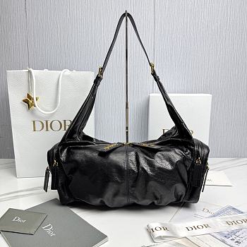Dior Medium Grand Tour Multipocket Bag Black Crinkled Calfskin - 30.5x18x16cm