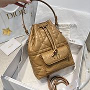 Small Dior Caro Bucket Bag Light Gold Macrocannage Lambskin - 24x20x9cm - 2