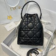 Small Dior Caro Bucket Bag Black Macrocannage Lambskin - 24x20x9cm - 4