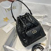 Small Dior Caro Bucket Bag Black Macrocannage Lambskin - 24x20x9cm - 3