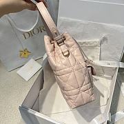 Small Dior Caro Bucket Bag Light Pink Macrocannage Lambskin - 24x20x9cm - 2