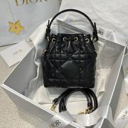 Dior Caro Nano Bucket Bag Black Macrocannage Lambskin - 14x15x7cm - 3