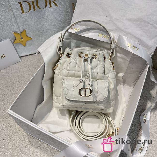 Dior Caro Nano Bucket Bag Latte Macrocannage Lambskin - 14x15x7cm - 1