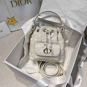 Dior Caro Nano Bucket Bag Latte Macrocannage Lambskin - 14x15x7cm