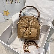 Dior Caro Nano Bucket Bag Light Gold Macrocannage Lambskin - 14x15x7cm - 1