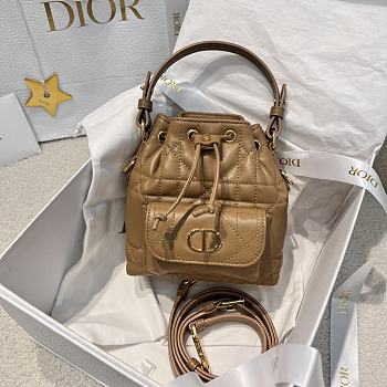 Dior Caro Nano Bucket Bag Light Gold Macrocannage Lambskin - 14x15x7cm