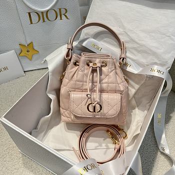 Dior Caro Nano Bucket Bag Light Pink Macrocannage Lambskin - 14x15x7cm