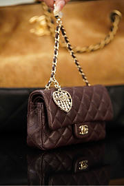 Chanel Classic Mini Bag with Hook Lambskin Burgundy - 19x11x7cm - 6