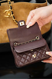 Chanel Classic Mini Bag with Hook Lambskin Burgundy - 19x11x7cm - 5