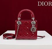 Lady Dior Micro Bag Cherry Red/Silver Patent Cannage Calfskin - 17x15x7cm - 1